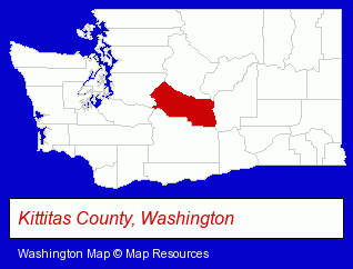 Washington map, showing the general location of Yakima Valley College