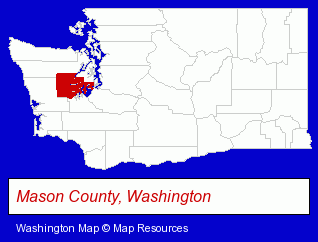 Washington map, showing the general location of Hood Canal Travel Inc
