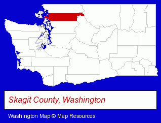 Washington map, showing the general location of Whispering Firs B & B