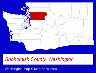 Washington map, showing the general location of Northwest Sand & Gravel