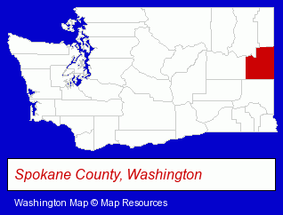 Washington map, showing the general location of Spokane County Title Company