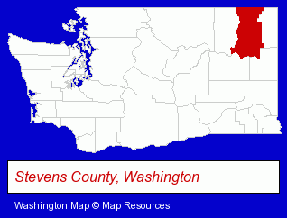 Washington map, showing the general location of Colville Valley Concrete Corporation