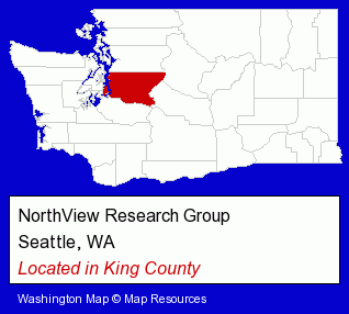 Washington counties map, showing the general location of NorthView Research Group