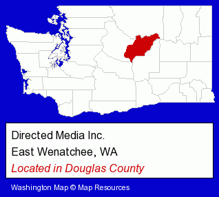 Washington counties map, showing the general location of Directed Media Inc.