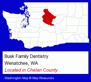 Washington counties map, showing the general location of Busk Family Dentistry