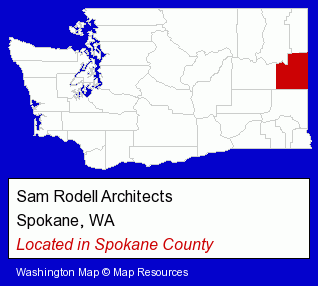 Washington counties map, showing the general location of Sam Rodell Architects