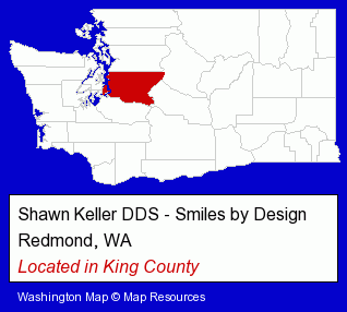 Washington counties map, showing the general location of Shawn Keller DDS - Smiles by Design