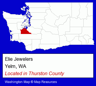 Washington counties map, showing the general location of Elie Jewelers