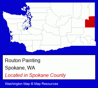Washington counties map, showing the general location of Routon Painting