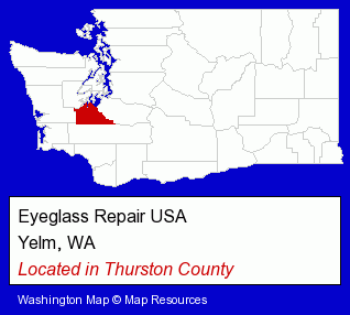 Washington counties map, showing the general location of Eyeglass Repair USA