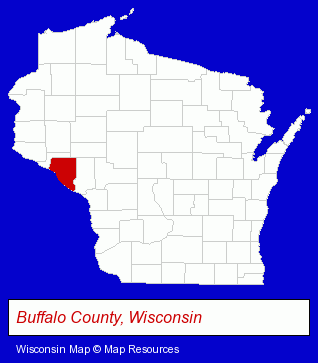 Wisconsin map, showing the general location of School District Of Mondovi