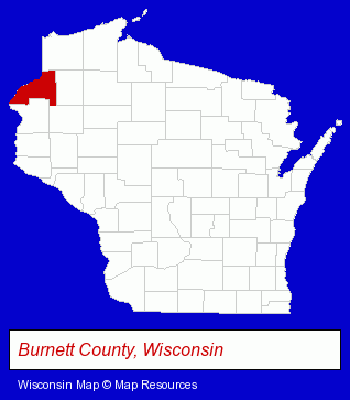 Wisconsin map, showing the general location of Siren Country Campers