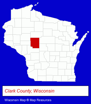 Wisconsin map, showing the general location of Scott Web Service of Wisconsin