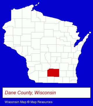 Wisconsin map, showing the general location of University of Wisconsin