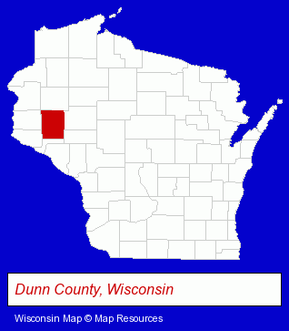 Wisconsin map, showing the general location of Menomonie Public Library