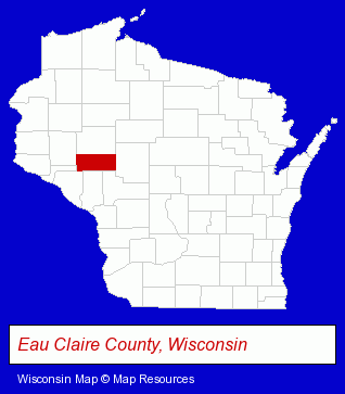 Wisconsin map, showing the general location of Calico Shoppe