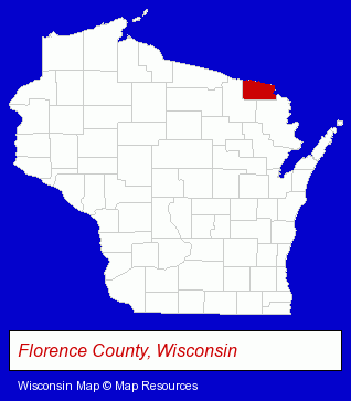 Wisconsin map, showing the general location of Nicolet Lodging Center