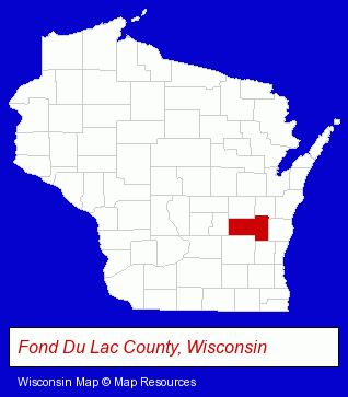 Wisconsin map, showing the general location of Fond Du Lac Credit Union