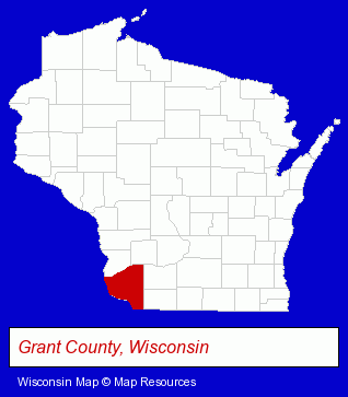 Wisconsin map, showing the general location of Southwest Wisconsin Library