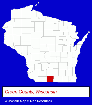 Wisconsin map, showing the general location of Edelweiss Chalet Country Club