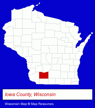 Wisconsin map, showing the general location of Dodgeville Public Library
