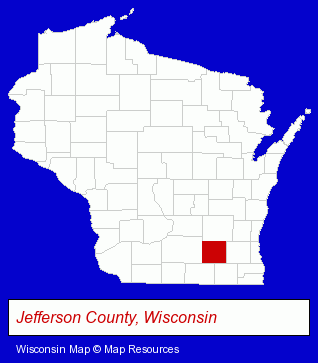 Wisconsin map, showing the general location of Watertown Country Club