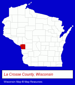 Wisconsin map, showing the general location of Coulee Golf Bowl
