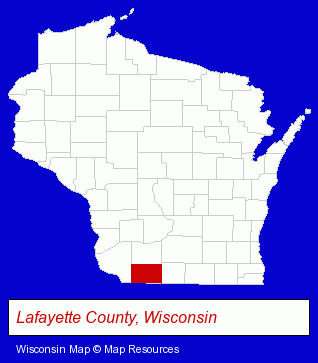 Wisconsin map, showing the general location of Darlington Community Schools