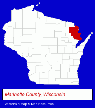 Wisconsin map, showing the general location of Northern Nets