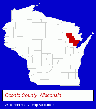 Wisconsin map, showing the general location of Tec-Line MFG Corporation