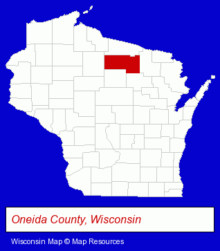 Oneida County, Wisconsin locator map