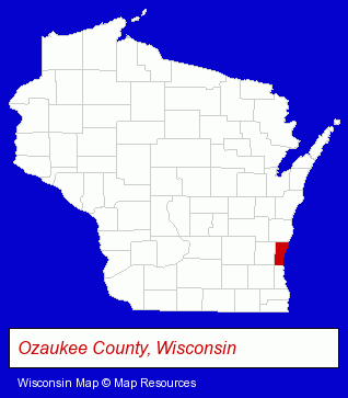 Ozaukee County, Wisconsin locator map