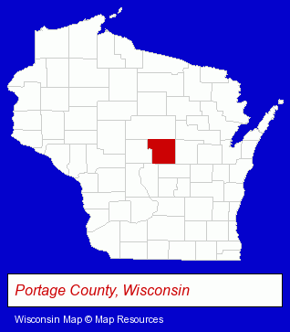 Wisconsin map, showing the general location of Portage County Bank