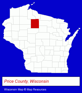 Wisconsin map, showing the general location of Park Falls Country Club