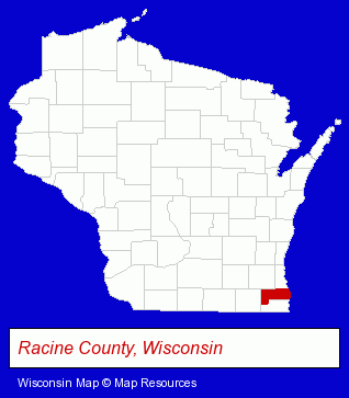 Wisconsin map, showing the general location of Unique Drapery Limited