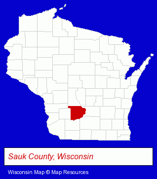 Wisconsin map, showing the general location of Prairie Digital Inc