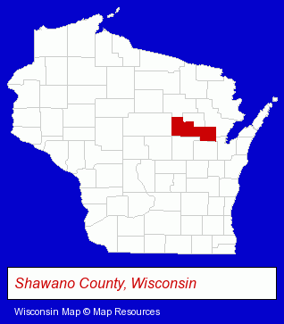 Shawano County, Wisconsin locator map