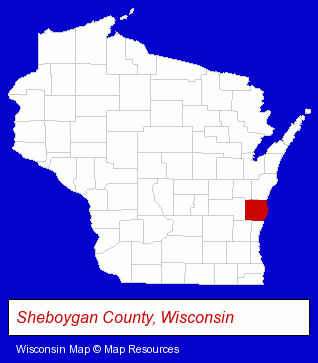 Wisconsin map, showing the general location of Plymouth Joint School District