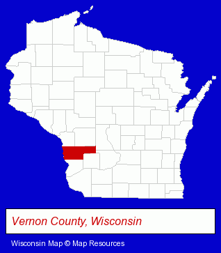 Wisconsin map, showing the general location of Westby Area School District