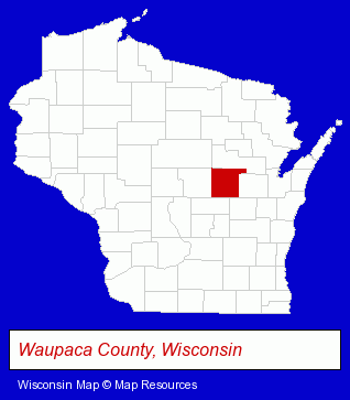 Wisconsin map, showing the general location of School District Of Waupaca