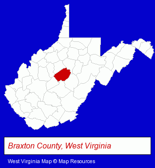 West Virginia map, showing the general location of GTR Laboratory