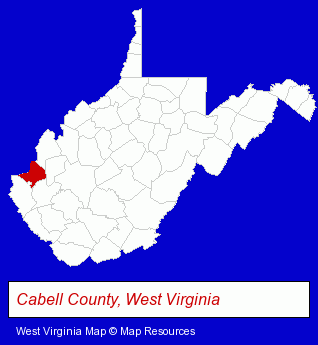 West Virginia map, showing the general location of Cabell County Main Library