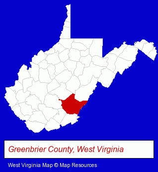 West Virginia map, showing the general location of General Lewis Inn