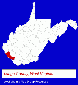 West Virginia map, showing the general location of Mountaineer Hotel