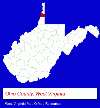 West Virginia map, showing the general location of Gellner Gregory A Iwyr