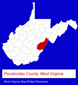 West Virginia map, showing the general location of Mountain Valley Properties