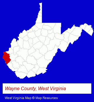 West Virginia map, showing the general location of Jim C Hamer Company