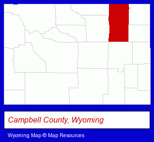 Wyoming map, showing the general location of Visionary Communications Inc