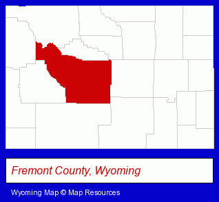 Fremont County, Wyoming locator map