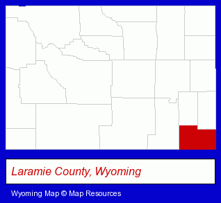 Wyoming map, showing the general location of Fowler & PETH